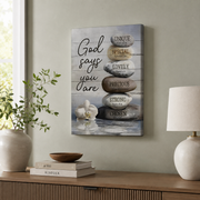 Bible verses, Zen stone painting, Inspirational art, God says you are - Jesus Portrait poster Prints, Home Decor Wall Art, UNFRAMED-24x36 - Format: Stretched Canvas