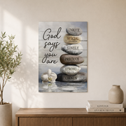 Bible verses, Zen stone painting, Inspirational art, God says you are - Jesus Portrait poster Prints, Home Decor Wall Art, UNFRAMED-24x36 - Format: Unframed Paper Poster