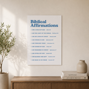 Biblical Affirmations Christian Wall Art, Blue Scripture Poster - Format: Unframed Paper Poster