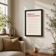 Biblical Affirmations Poster, Christian Wall Art, Bible Verse Christian Affirmations, Art, Pink Wall Art Wall Art, Modern Wall Decor, 8x12 UNFRAMED - Format: Black Framed Poster
