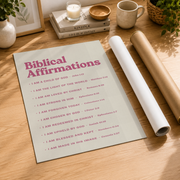 Biblical Affirmations Poster, Christian Wall Art, Bible Verse Christian Affirmations, Art, Pink Wall Art Wall Art, Modern Wall Decor, 8x12 UNFRAMED - Format: Rolled Canvas