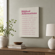 Biblical Affirmations Poster, Christian Wall Art, Bible Verse Christian Affirmations, Art, Pink Wall Art Wall Art, Modern Wall Decor, 8x12 UNFRAMED - Format: Stretched Canvas