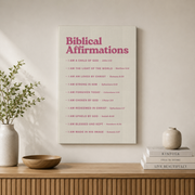 Biblical Affirmations Poster, Christian Wall Art, Bible Verse Christian Affirmations, Art, Pink Wall Art Wall Art, Modern Wall Decor, 8x12 UNFRAMED - Format: Stretched Canvas