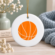 Big Orange Basketball Sports Gift Glass Ornament - Material: Circle Ceramic Ornament