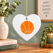 Big Orange Basketball Sports Gift Glass Ornament - Material: Heart Ceramic Ornament
