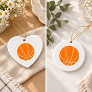 Big Orange Basketball Sports Gift Glass Ornament - Material: Heart Ceramic Ornament