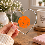 Big Orange Basketball Sports Gift Glass Ornament - Material: Heart Glass Ornament