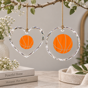 Big Orange Basketball Sports Gift Glass Ornament - Material: Heart Glass Ornament