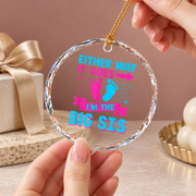 Big Sister Pregnancy Announcement Keepsake Ceramic Ornament - Material: Circle Glass Ornament