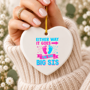 Big Sister Pregnancy Announcement Keepsake Ceramic Ornament - Material: Heart Ceramic Ornament