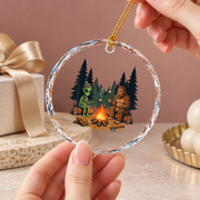 Bigfoot Alien Campfire Camping Adventure Ceramic Ornament - Material: Circle Glass Ornament