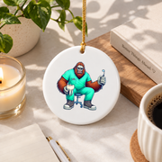 Bigfoot Dentist Dental Hygienist Funny Gift Decoration Glass Ornament - Material: Circle Ceramic Ornament