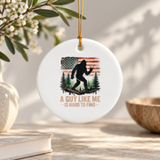 Bigfoot Hiking Sasquatch Funny Outdoor Ceramic Ornament - Material: Circle Ceramic Ornament
