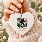 Bigfoot Hiking Sasquatch Funny Outdoor Ceramic Ornament - Material: Heart Ceramic Ornament