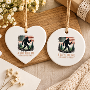 Bigfoot Hiking Sasquatch Funny Outdoor Ceramic Ornament - Material: Heart Ceramic Ornament