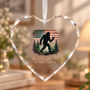 Bigfoot Hiking Sasquatch Funny Outdoor Ceramic Ornament - Material: Heart Glass Ornament