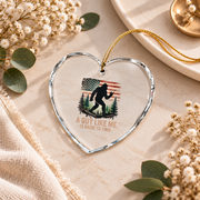 Bigfoot Hiking Sasquatch Funny Outdoor Ceramic Ornament - Material: Heart Glass Ornament