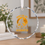 Bigfoot Moonlight Hiking Funny Ceramic Ornament - Material: Circle Glass Ornament