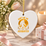 Bigfoot Moonlight Hiking Funny Ceramic Ornament - Material: Heart Ceramic Ornament