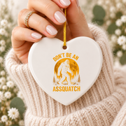 Bigfoot Moonlight Hiking Funny Ceramic Ornament - Material: Heart Ceramic Ornament