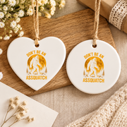 Bigfoot Moonlight Hiking Funny Ceramic Ornament - Material: Heart Ceramic Ornament
