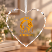 Bigfoot Moonlight Hiking Funny Ceramic Ornament - Material: Heart Glass Ornament