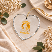 Bigfoot Moonlight Hiking Funny Ceramic Ornament - Material: Heart Glass Ornament