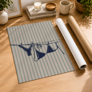 Bikini Beach Wall Art Blue Coastal Aesthetic Poster Summer Clothesline Preppy Dorm Room Decor - Format: Rolled Canvas