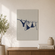 Bikini Beach Wall Art Blue Coastal Aesthetic Poster Summer Clothesline Preppy Dorm Room Decor - Format: Unframed Paper Poster