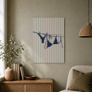 Bikini Beach Wall Art Blue Coastal Aesthetic Poster Summer Clothesline Preppy Dorm Room Decor - Format: Unframed Paper Poster