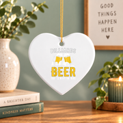 Billiards And Beer Pool Lover Gift Glass Ornament - Material: Heart Ceramic Ornament