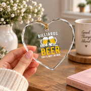 Billiards And Beer Pool Lover Gift Glass Ornament - Material: Heart Glass Ornament