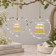 Billiards And Beer Pool Lover Gift Glass Ornament - Material: Heart Glass Ornament