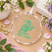 Bird Nerd Birdwatcher Lover Gift Glass Ornament - Material: Circle Glass Ornament