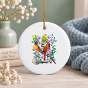 Bird Watcher Nature Lover Gift Glass Ornament - Material: Circle Ceramic Ornament