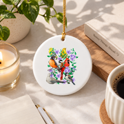 Bird Watcher Nature Lover Gift Glass Ornament - Material: Circle Ceramic Ornament