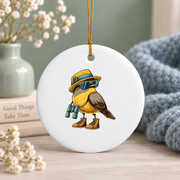 Bird Watching Nature Lover Glass Ornament - Material: Circle Ceramic Ornament