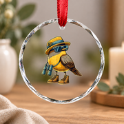 Bird Watching Nature Lover Glass Ornament - Material: Circle Glass Ornament