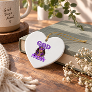 Black Afro Christian Inspirational Glass Ornament - Material: Heart Ceramic Ornament