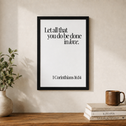 Black And White Christian Scripture Wall Art Set, Love Bible Verse Prints - Format: Black Framed Poster