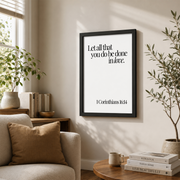 Black And White Christian Scripture Wall Art Set, Love Bible Verse Prints - Format: Black Framed Poster