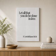Black And White Christian Scripture Wall Art Set, Love Bible Verse Prints - Format: Stretched Canvas