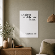 Black And White Christian Scripture Wall Art Set, Love Bible Verse Prints - Format: Unframed Paper Poster