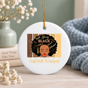 Black Assistant Principal Appreciation Glass Ornament - Material: Circle Ceramic Ornament