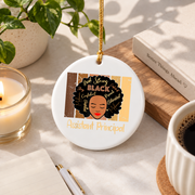Black Assistant Principal Appreciation Glass Ornament - Material: Circle Ceramic Ornament