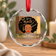 Black Assistant Principal Appreciation Glass Ornament - Material: Circle Glass Ornament