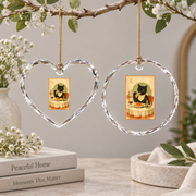 Black Cat Eating Spaghetti Funny Food Lover Glass Ornament - Material: Heart Glass Ornament