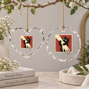 Black Cat Funny Animal Lover Glass Ornament - Material: Heart Glass Ornament