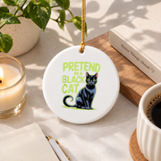 Black Cat Halloween Costume Cute Pet Glass Ornament - Material: Circle Ceramic Ornament