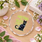 Black Cat Halloween Costume Cute Pet Glass Ornament - Material: Circle Glass Ornament